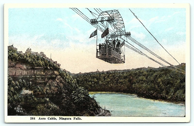 VTG Postcard Aero Cable Niagara Falls New York NY Lift Gondola Zip Line A5