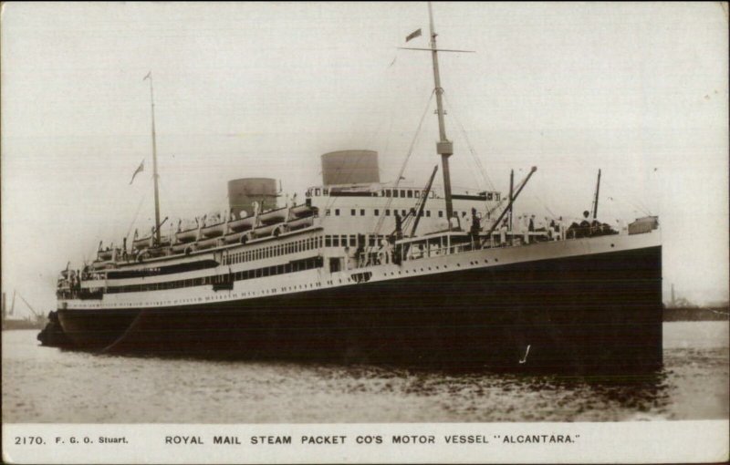 RMSP Royal Mail Steam Packet Steamship Alcantara c1915 Real Photo Postcard