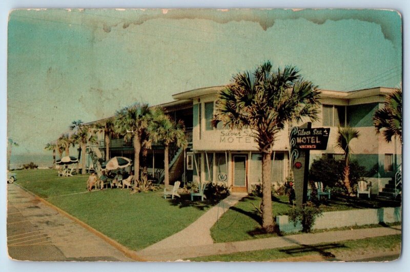 Jacksonville Beach Florida Postcard Silver Sea Motel Town c1960 Vintage Antique