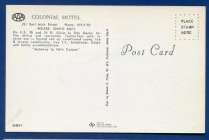 Colonial Motel Weiser Idaho id chrome postcard