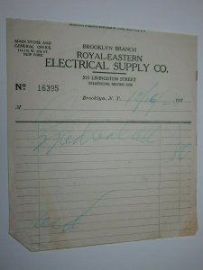 1924 Royale-Eastern Electrical Supply Co Brooklyn New York Letterhead