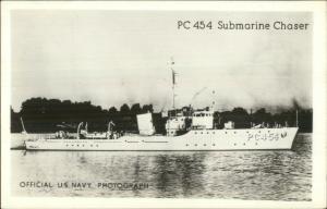 US Navy Boat PC454 Submarine Chaser  c1940s Unused Real Photo Postcard WWII