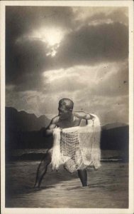 Honolulu Hawaii HI Net Fisherman 1920s-30s Real Photo Postcard