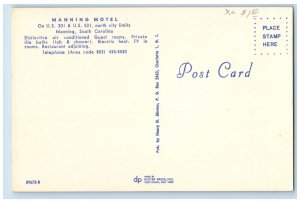 c1960's Manning Motel Scene Manning South Carolina SC Unposted Vintage Postcard