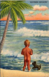 Florida Southern Exposure Young Naked Boy On Beach Curteich