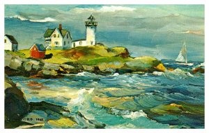 Postcard LIGHTHOUSE SCENE Kennebunkport Maine ME AS5511