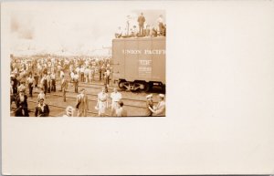 Vancouver BC CPR Pier D Fire July 1938 Union Pacific Rail Car RPPC Postcard H29