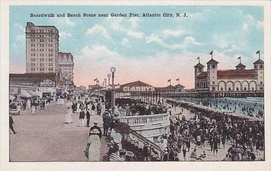 New Jersey Atlantic City Boardwalk And Beach Scene Near Garden Pier