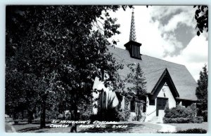 RPPC  OWEN, Wisconsin WI ~ ST. KATHERINE'S EPISCOPAL CHURCH c1940s Postcard