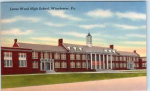 WINCHESTER, Virginia  VA    JAMES WOOD HIGH SCHOOL ca 1950s Linen  Postcard