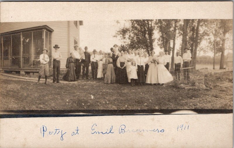 RPPC Country Folk People Gathering Party 1911 Emil Breamers Family Postcard X8