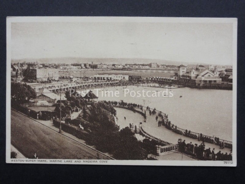 Somerset MARINE LAKE & MADEIRA COVE Weston Super Mare c1950 - Old Postcard