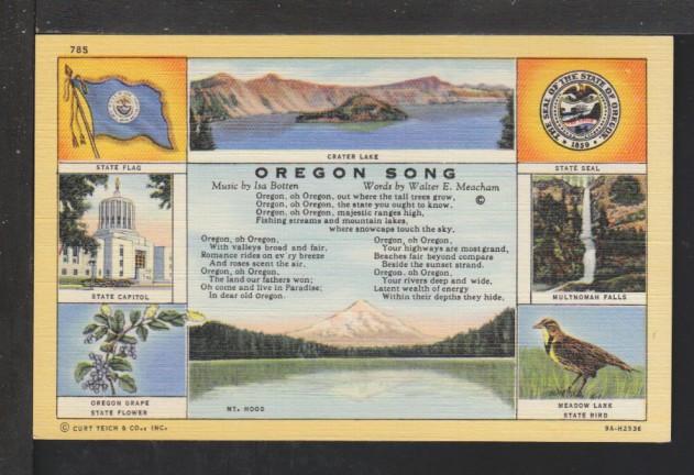 Multi View,Oregon Song Postcard 