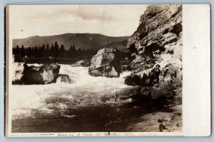 1910 Landing A Char At Thompson Falls Montana MT RPPC Photo Antique Postcard