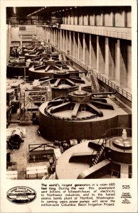 Real Photo Postcard 680 Foot Long Room Generators Grand Coulee Dam, Washington