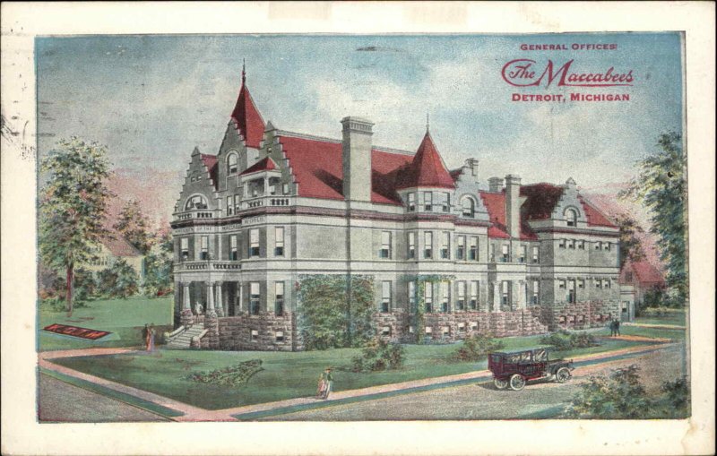 Detroit Michigan MI The Maccabee's Hotel c1910 Vintage Postcard