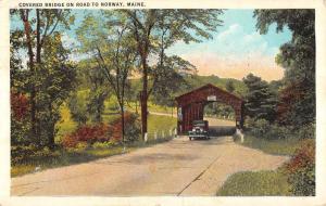 Norway Maine Covered Bridge Early Auto Antique Postcard K103659 