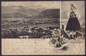 View of Karawanken,Woman in Costume Postcard