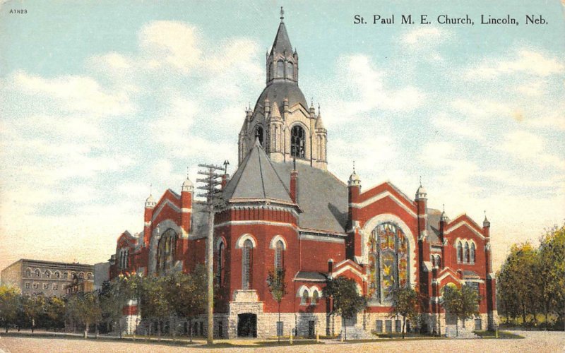 St. Paul M.E. Church, Lincoln, Nebraska ca 1910s Vintage Postcard