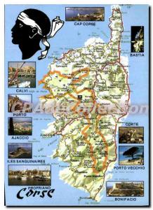 Modern Postcard Here Corsica Michelin Map