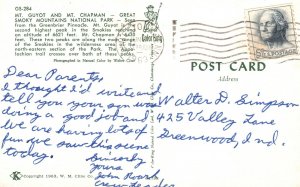 Vintage Postcard 1963 Mt. Guyot & Mt. Chapman Great Smoky Mountains Nat'l Park