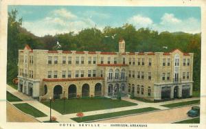 Autos Harrison Arkansas 1920s Hotel Seville Postcard roadside Teich 3870