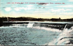 Maine Lewiston Libby and Dingley Dam From Lewiston Side Androscoggin River 1913