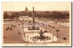 Old Postcard Paris and Place Concorde Bridge