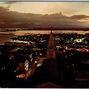 c1970s Pointe-a-Pitre, Guadeloupe Skyline Harbor Buildings Church Night 4x6 M23