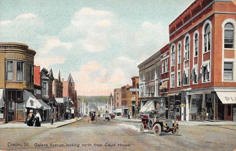 Dixon Illinois Galena Avenue Vintage Postcard AA8391