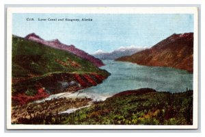 Birds Eye View Lynn Canal Skagway Alaska AK UNP Linen Postcard O18
