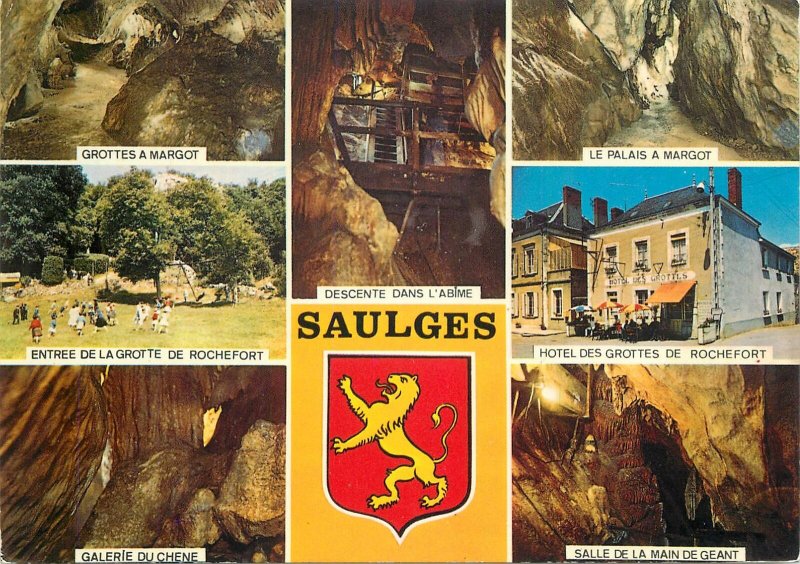 France souvenir Postcard Saulges(Mayenne) different aspects&sites crest heraldry