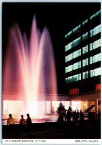 Postcard - Civic Square Fountain, City Hall - Winnipeg, Canada