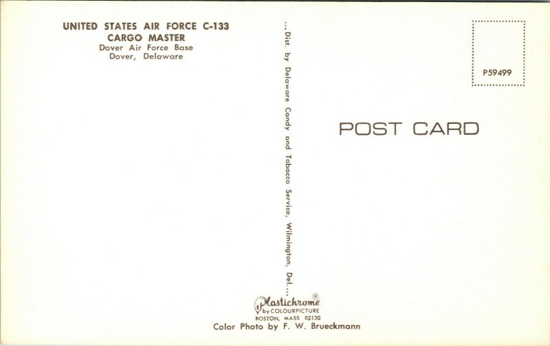 Dover Air Force Base/ U.S. Air Force C-133/ Cargo Master/ chrome postcard