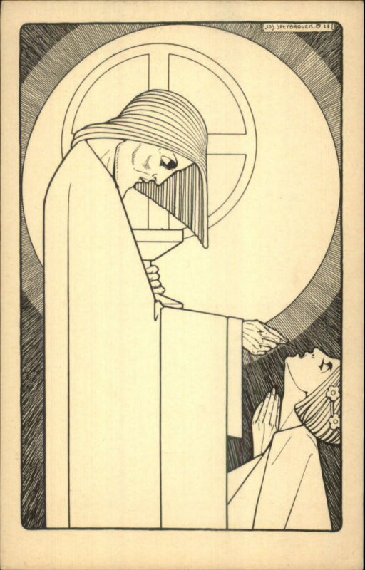 Art Deco Catholic Religious Communion Jos. Speybrouck 1928 Postcard