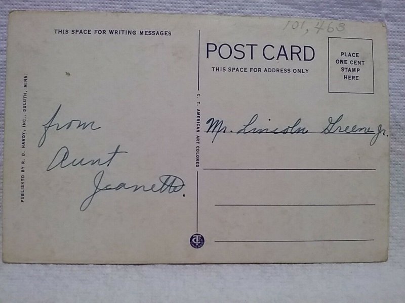 Steamer Tionesta Duluth Superior Harbor CT American Art Colored postcard Ship