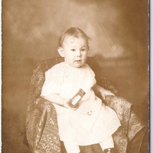 ID'd c1912 Spaulding, OK Cute Baby Girl RPPC Real Photo PC Cora A Tolleson A122
