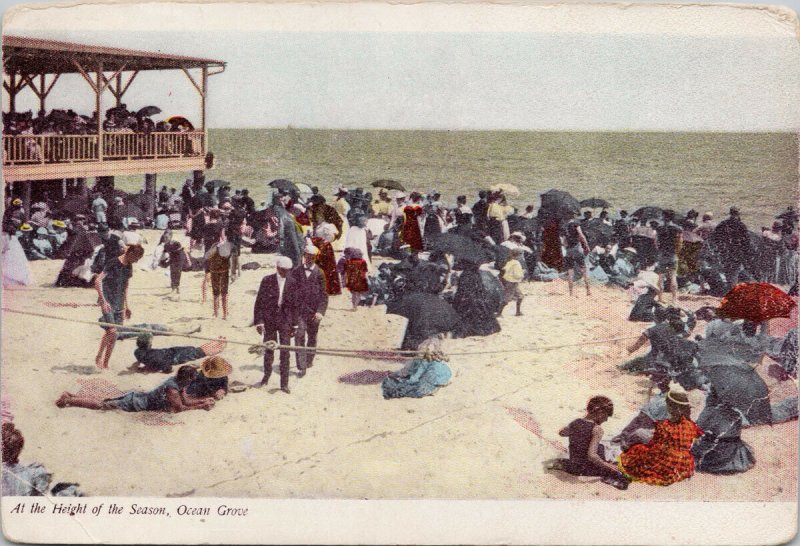 Ocean Grove NJ Height of Season People Beach J. Murray Jordan Postcard G28