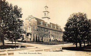 Weymouth MA Town Hall Real Photo Postcard