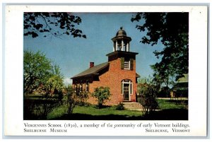 c1920's Vergennes School Front View Building Chimney Tower Shelburne VT Postcard 