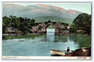 c1910 Boating Scene Killarney Brickeen Bridge Ireland Art Room Stamp Postcard