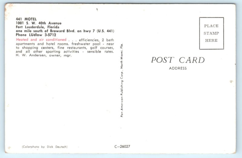 Motel Fort Lauderdale FL P Florida Postcard