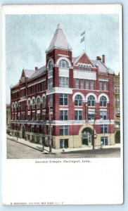 DAVENPORT, Iowa IA ~ Street Scene MASONIC TEMPLE 1900s Scott County UDB Postcard