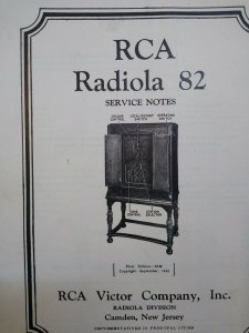 RCA Radiola 82 Vintage Original 1930 Service Notes Manual Radio Victor 12 Pages