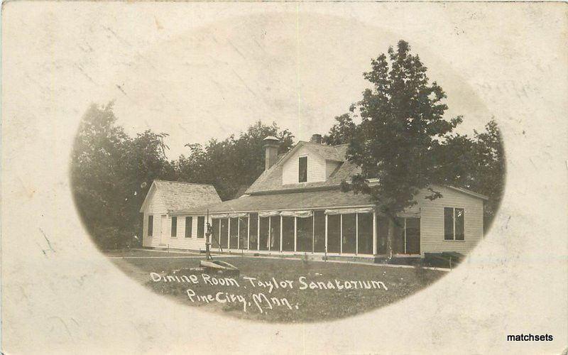 1909 PINE CITY Minnesota Taylor Sanitarium Frame Border RPPC postcard 1005