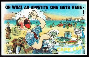 Comic Postcard - Eating Clams at Beach 'What an Appetite One Gets Here' pc226 