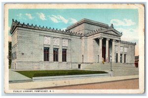 1910 Public Library Building Exterior Pawtucket Rhode Island RI Vintage Postcard 