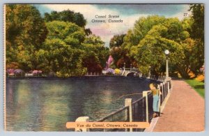Rideau Canal Scene, Ottawa, 1957 Postcard, Provincial Exhibition Slogan Cancel