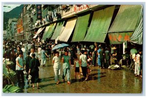 Wanchai Hong Kong Postcard The Market Place in Canal Road c1950's Vintage