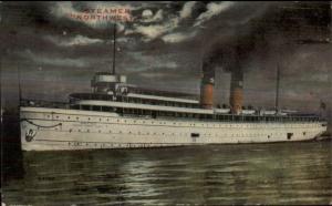 Northern Steamship Co Steamer Ship Northwest at Night c1910 Postcard